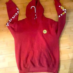 Large men’s Red embroidered sunflower skull hoodie